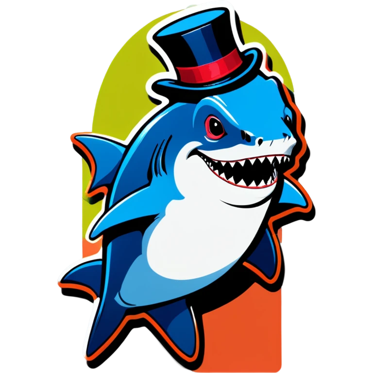 Shark with a top hat emoji