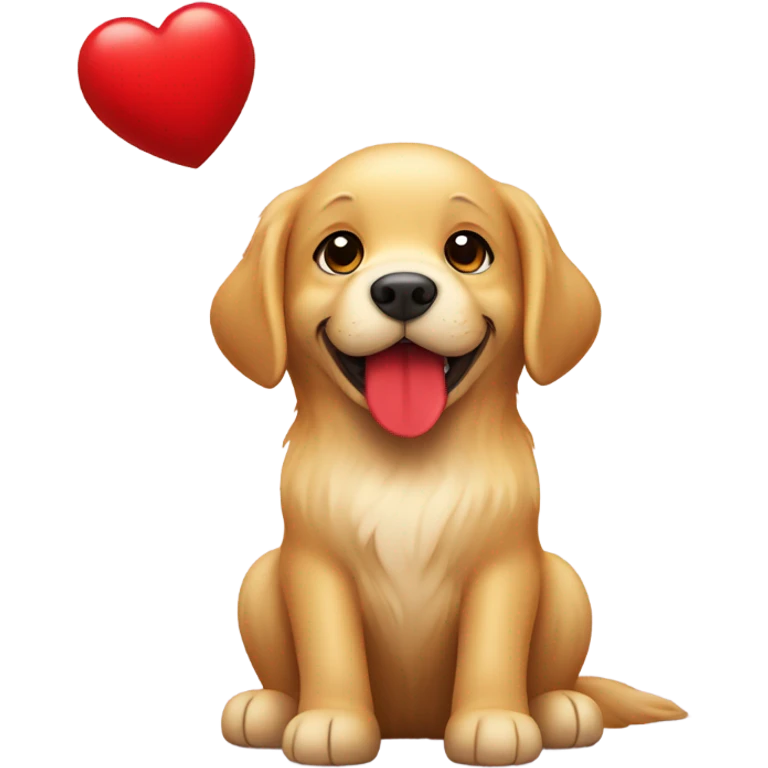 Golden retriever holding a heart  emoji