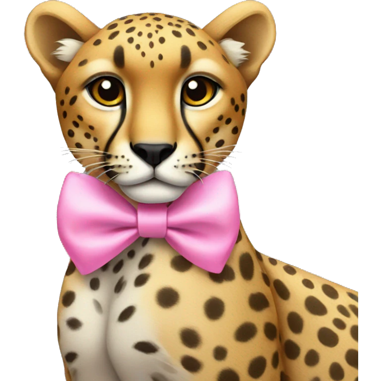 Cheetah wearing a pink bow emoji