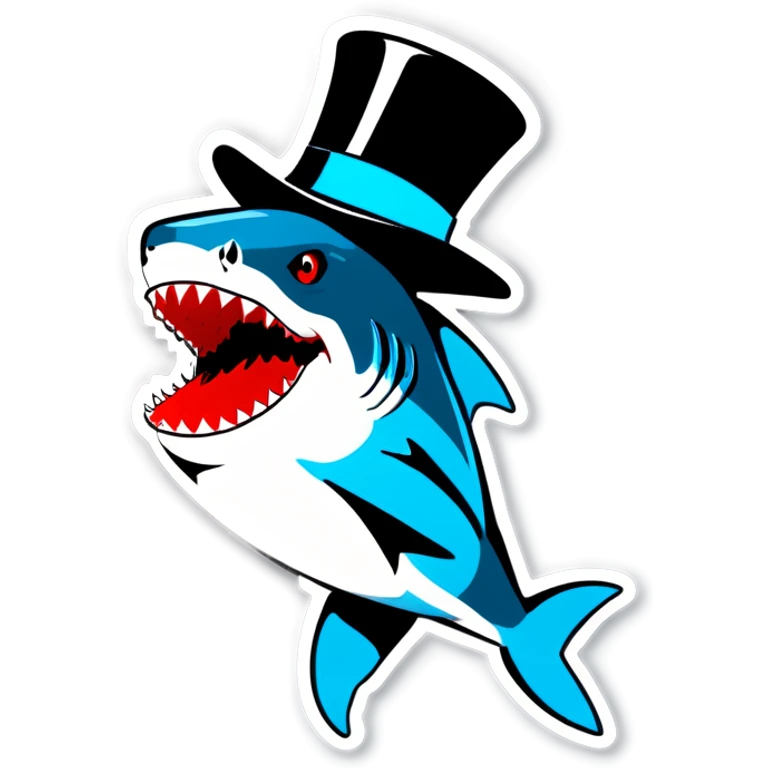 Shark with a top hat emoji