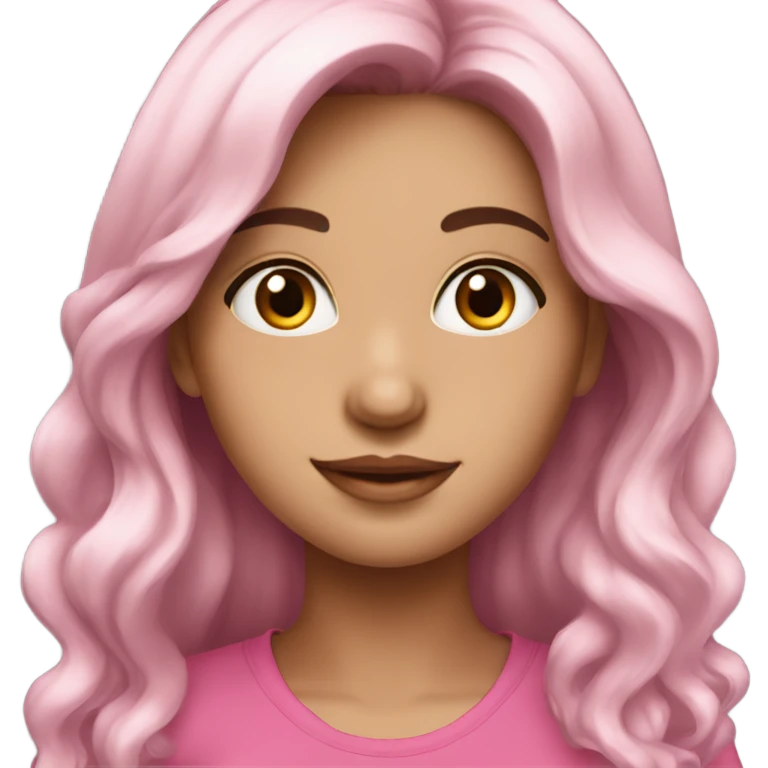 beautiful girl long dark hair pink top emoji
