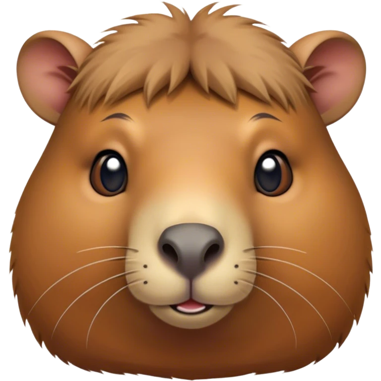 Cinematic Cute Capybara Portrait Emoji, Head tilted playfully and inquisitively, with a delightfully fluffy, rounded form and a distinctively endearing capybara face marked by a short snout and petite ears, accented by luxuriously soft fur in warm earthy tones and bright, sparkling eyes full of charm; rendered with intricate, realistic detail and natural highlights, high shine, affectionate and lively, styled with a touch of whimsical cuteness, soft glowing outline, capturing the essence of a mischievous yet loving capybara that seems poised to tumble playfully into your arms! emoji