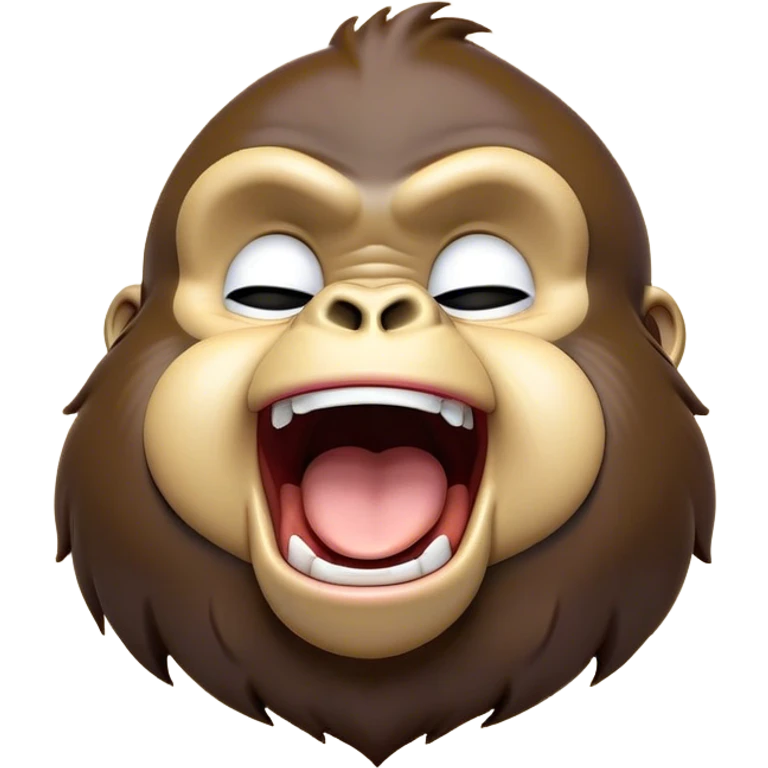 Cinematic Cute Yawning Gorilla Portrait Emoji, Head tilted slightly with a dramatic, wide-open yawn, showcasing a thick, velvety Fur with drowsy, half-closed eyes and a relaxed, open expression, Simplified yet irresistibly adorable features, highly detailed, glowing with a soft, cozy jungle glow, high shine, relaxed yet expressive, stylized with a dash of whimsical primate charm, soft glowing outline, capturing the essence of a drowsy yet affectionate guardian that appears ready to stretch out for a nap! emoji