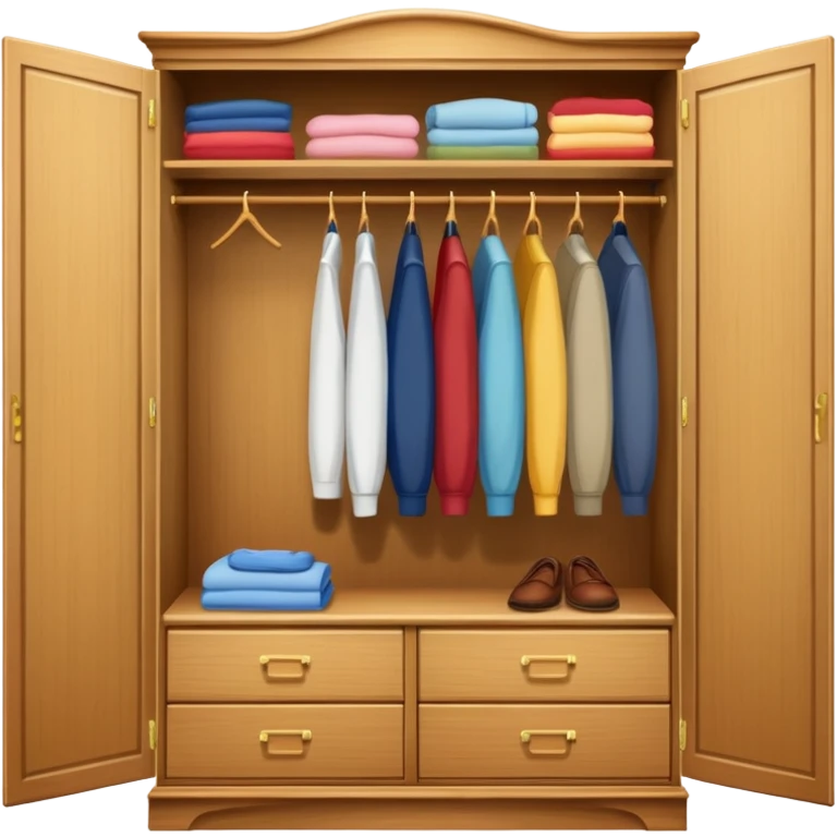 wooden wardrobe closet with clothes emoji