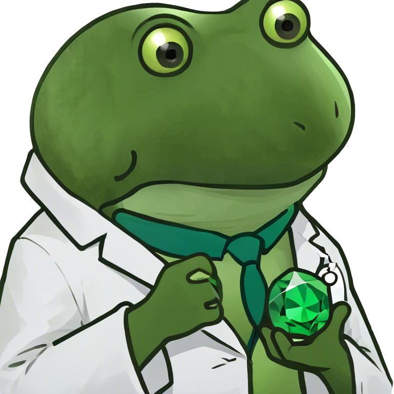 bufo doctor holding a green gem emoji