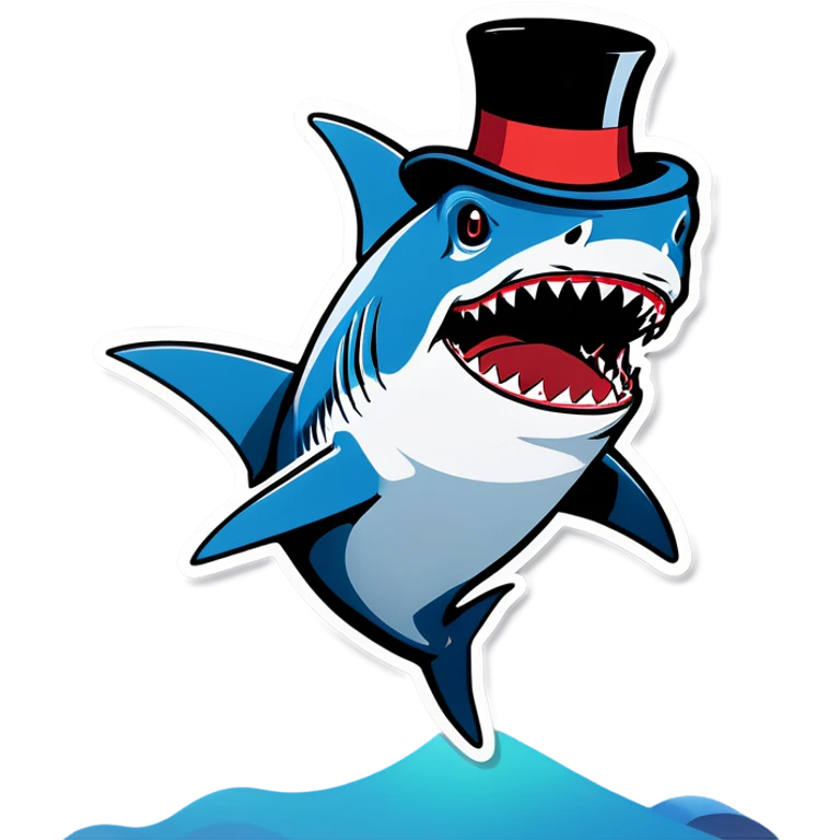 Shark with a top hat emoji