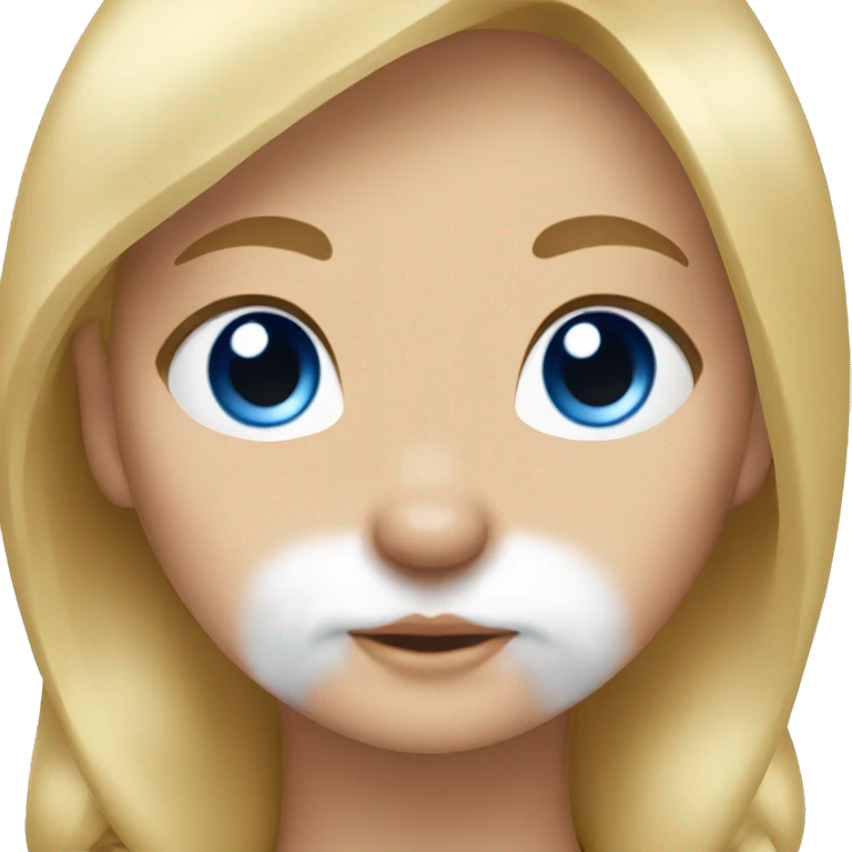 Blonde girl blue eyes holding spitz  emoji
