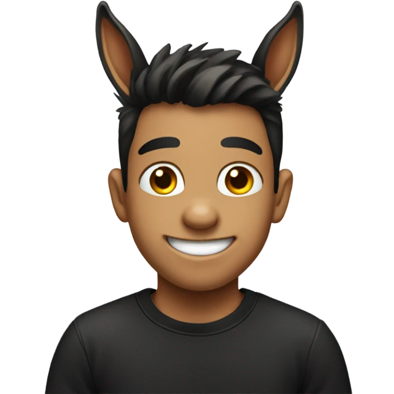 smiling boy donkey in black shirt emoji