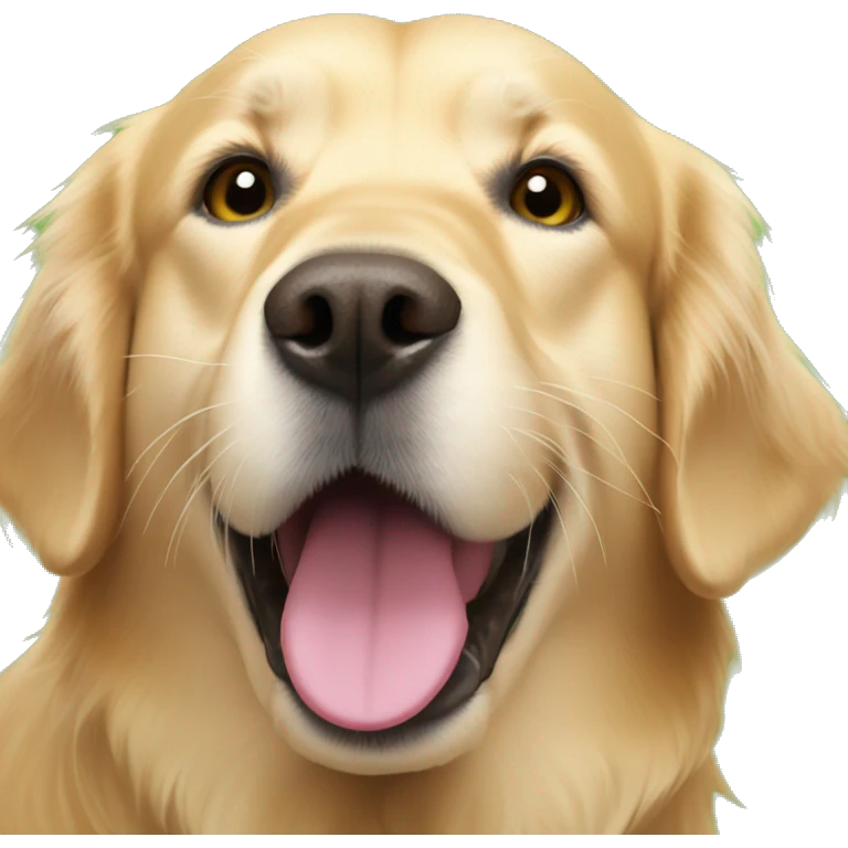 A golden retriever with a tennis ball in its mouth  emoji