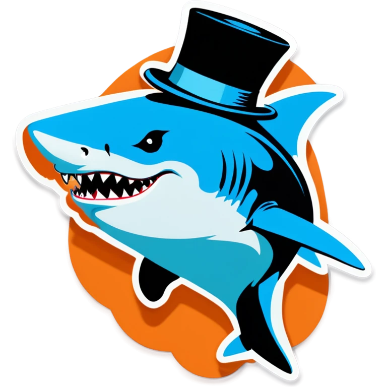 Shark with a top hat emoji