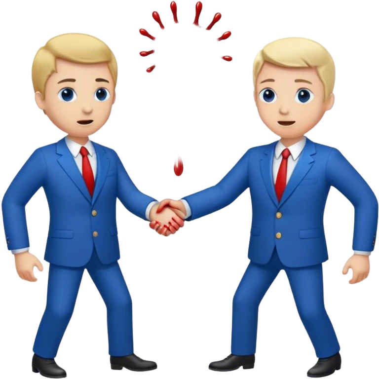 handshake, hands in blue suits, dropping blood on one of the hands  emoji
