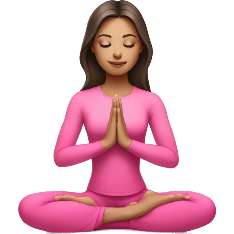 White Brunette Girl doing praying yoga pose in pink tones  emoji