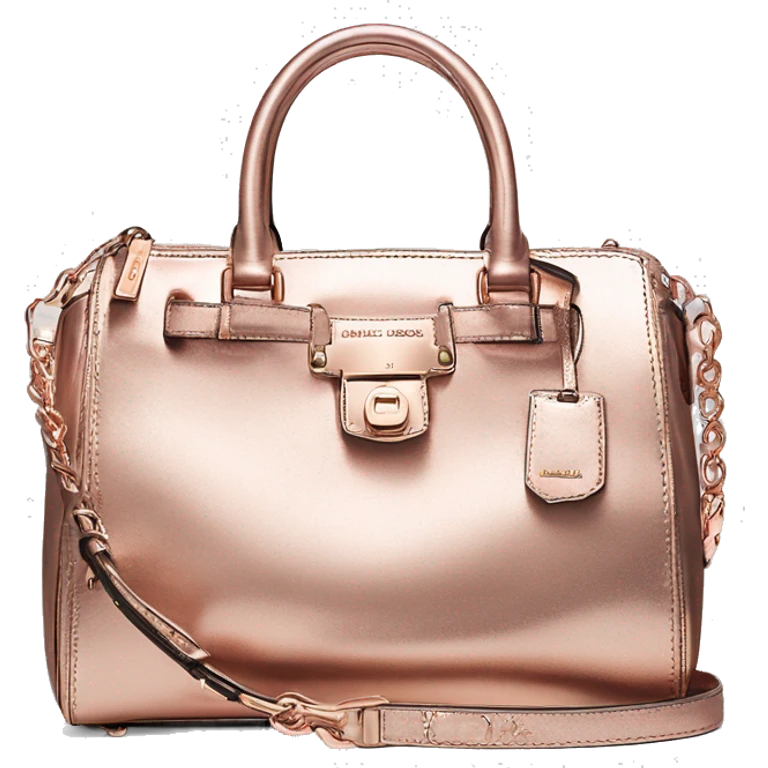 Realistic metallic rose gold michael kors satchel purse.  emoji