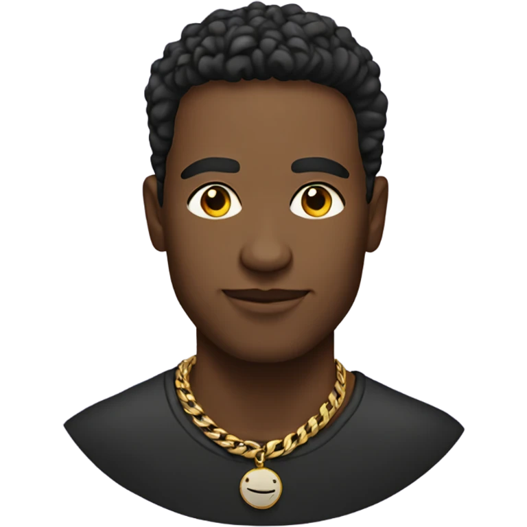 male portrait indoors with necklace emoji