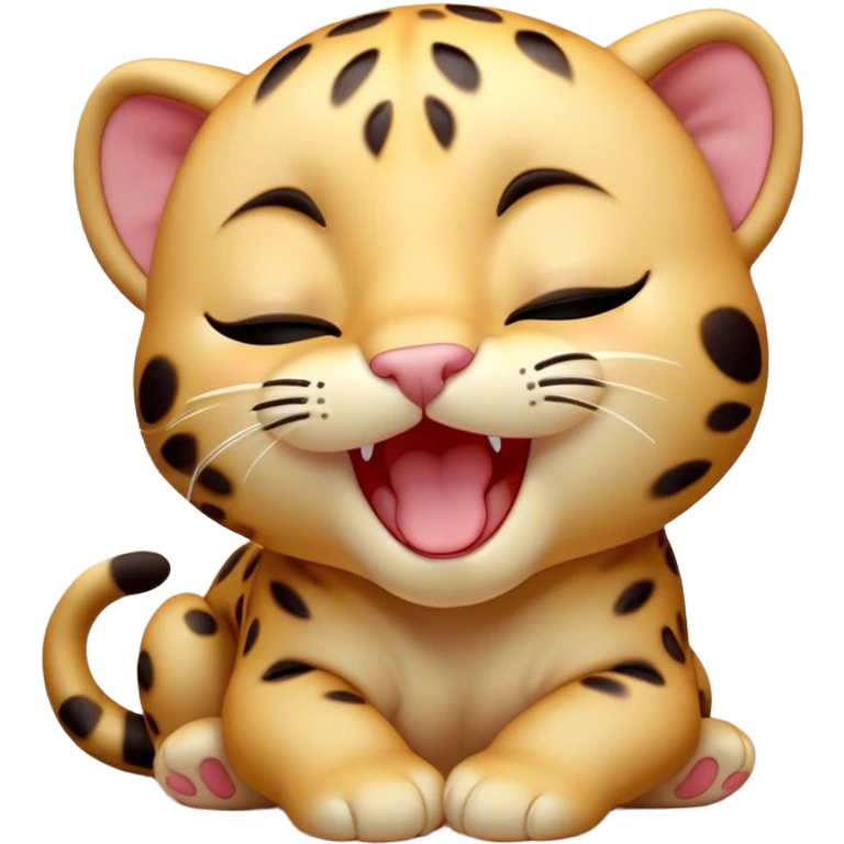 Cinematic Cute Yawning Baby Panther Portrait Emoji, Head tilted slightly with a dramatic, wide-open yawn, showcasing a small, plush body with drowsy, half-closed eyes and an open, relaxed expression, Simplified yet irresistibly adorable features, highly detailed, glowing with a soft, cozy glow, high shine, relaxed yet expressive, stylized with a dash of whimsical charm, soft glowing outline, capturing the essence of a drowsy yet affectionate baby panther that appears ready to stretch out for a nap! emoji