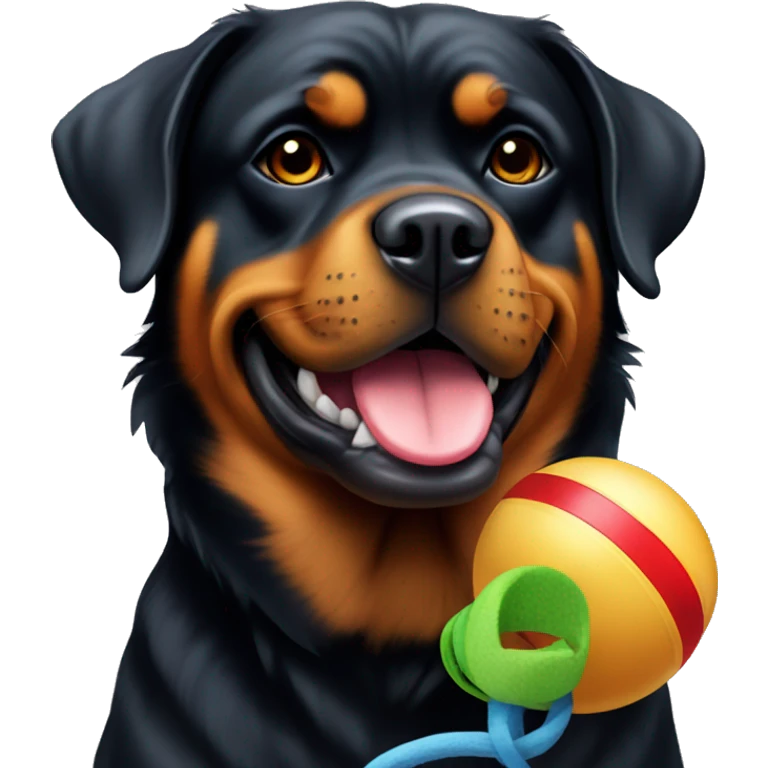 Rottweiler with a toy in mouth emoji