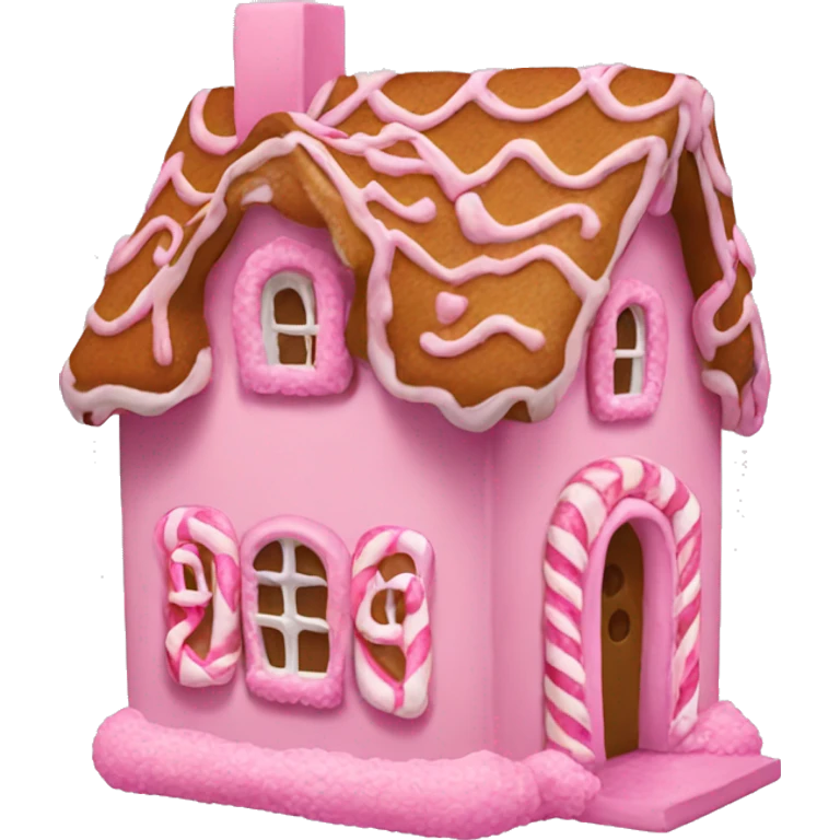 A pink gingerbread house emoji