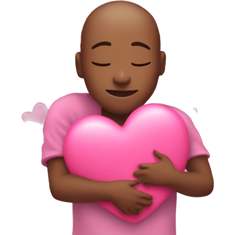 giving hug surrounded by pink hearts emoji