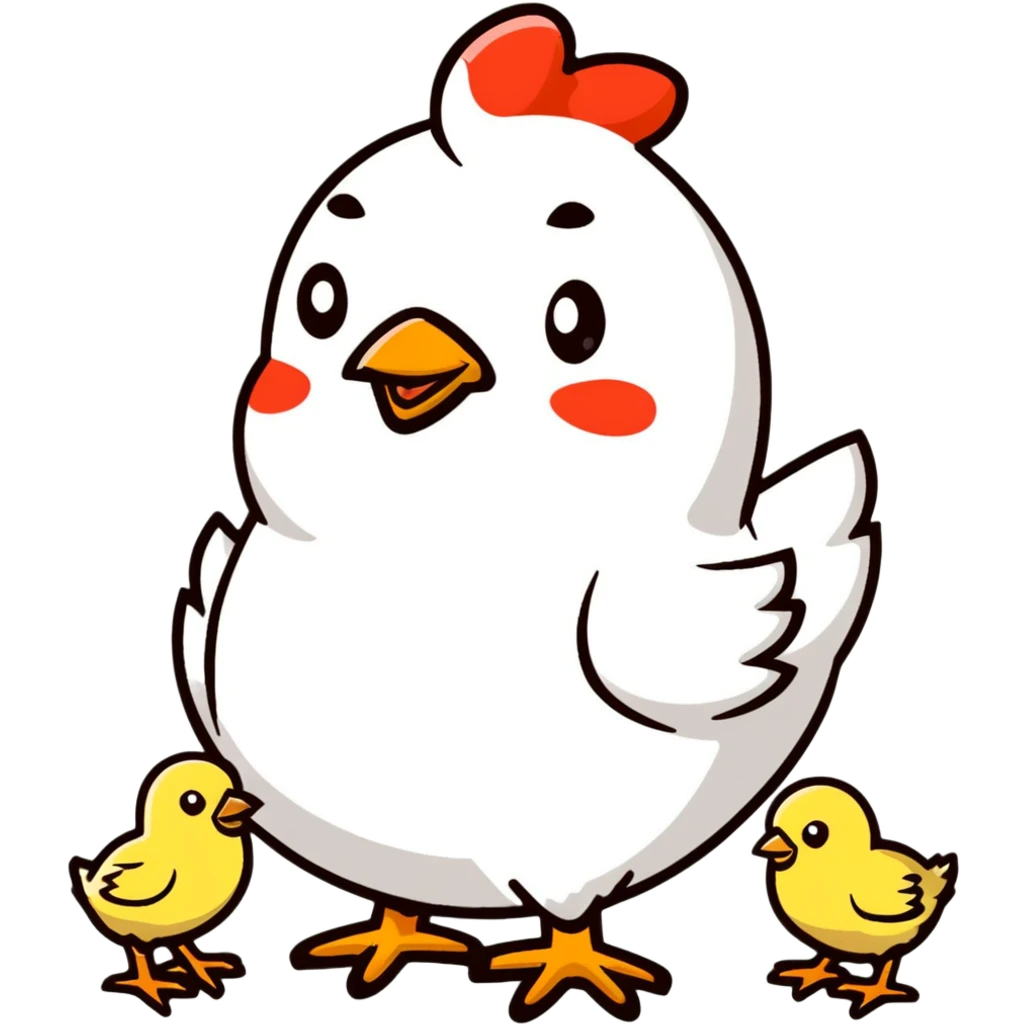 chicken with baby chicks emoji
