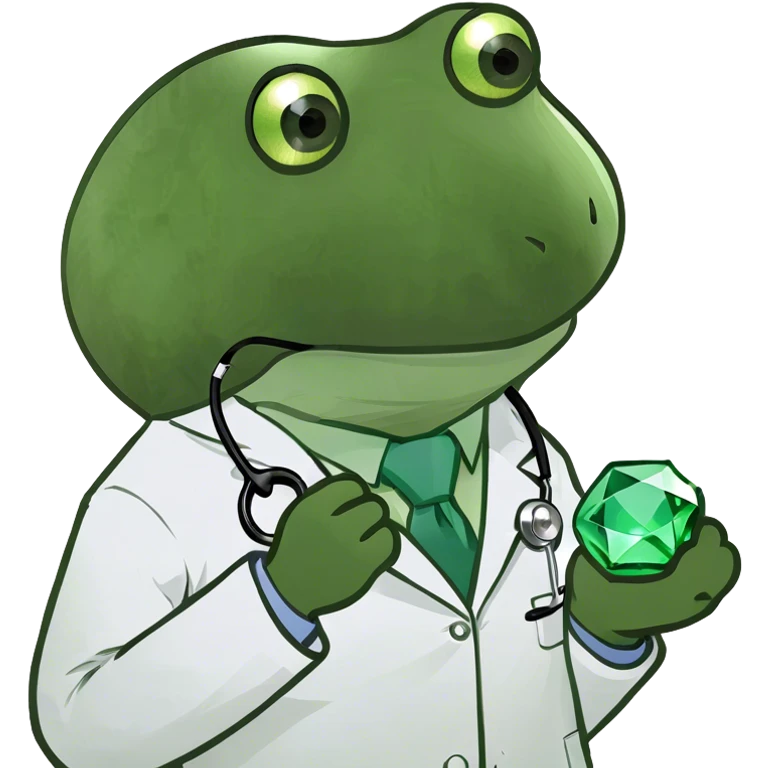doctor bufo holding a green gem emoji
