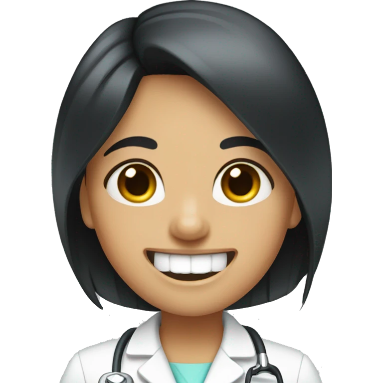 Dentist-girl-eyesmile-black middle straight hair-bracket teeth emoji ...