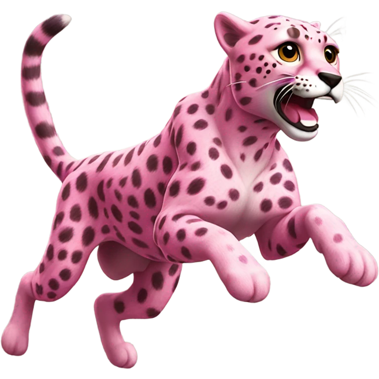 Realistic Pink cheetah running emoji