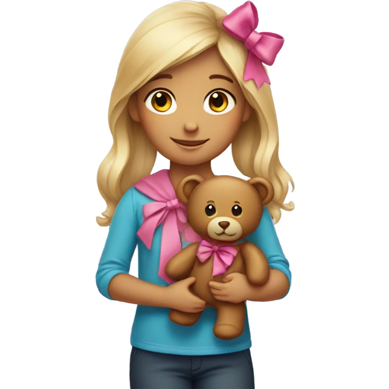 Girl teddy bear with bow  emoji