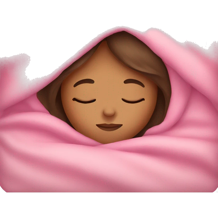 brown hair girl sleeping with pink blanket emoji