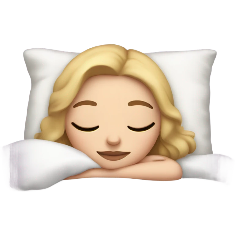 White Girl with eyeliner sleeping in her bed emoji
