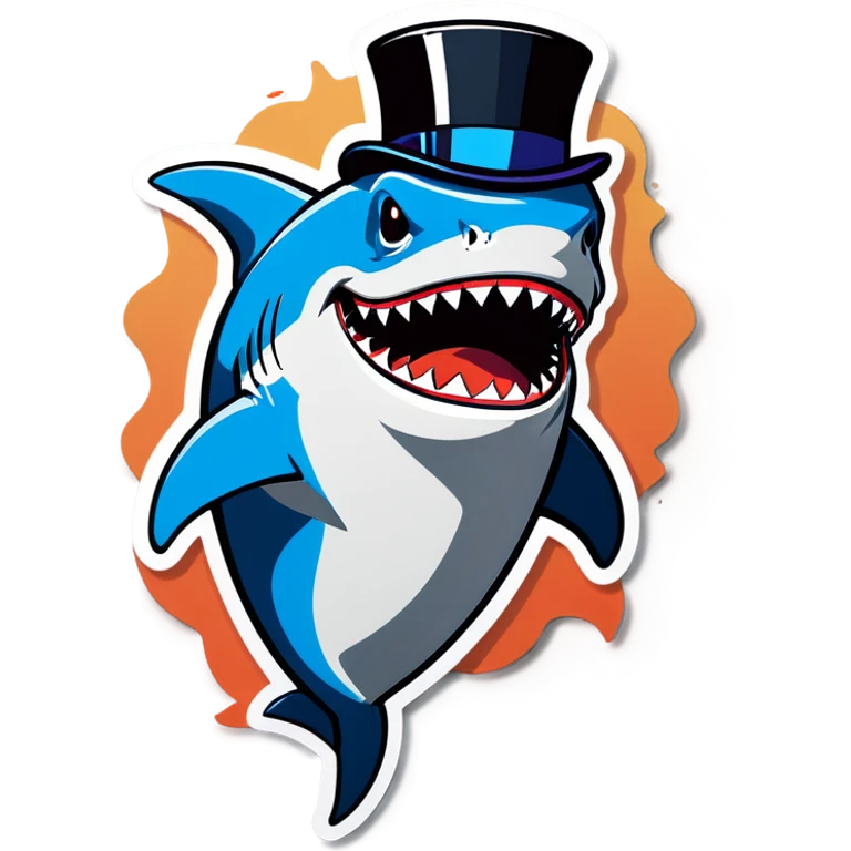 Shark with a top hat emoji