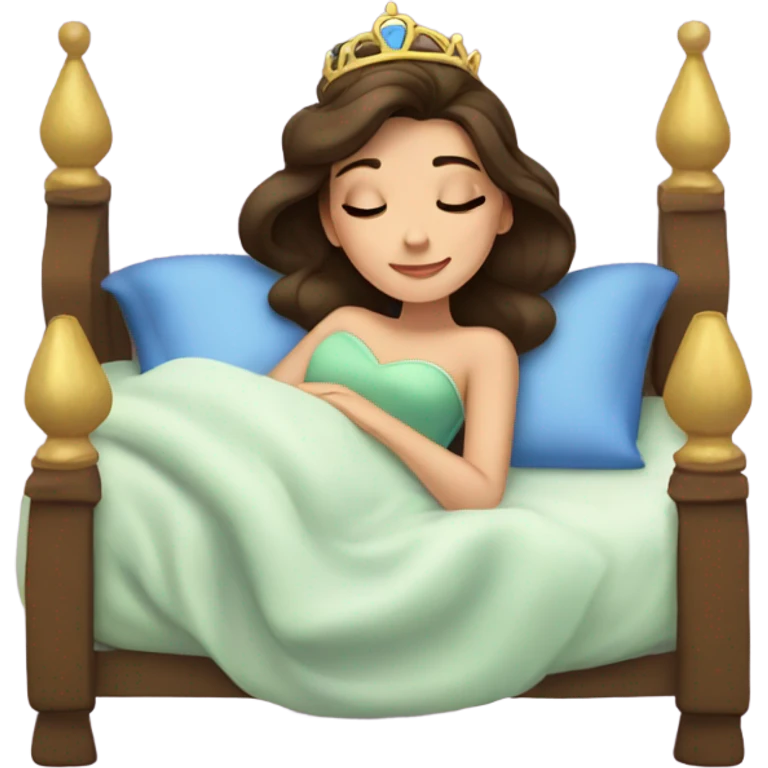 Sleeping brunette beauty princess Disney, bed emoji