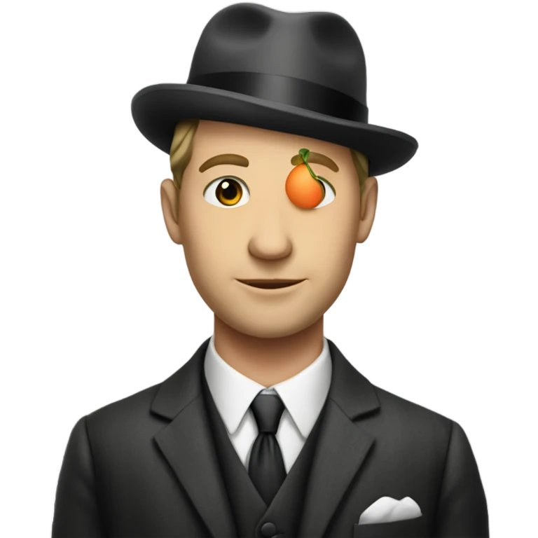 a white man in 1920s with a melon hat in a suit emoji