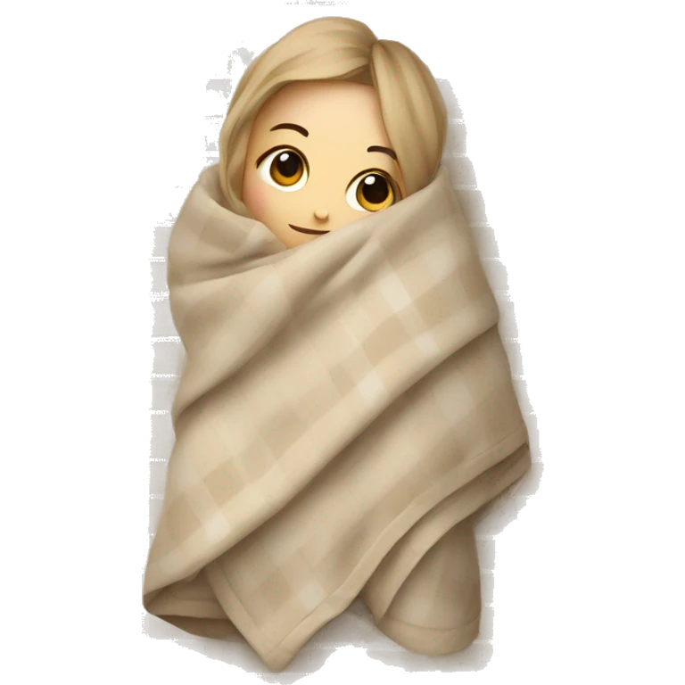 Beige clean girl folded plaid blanket  emoji