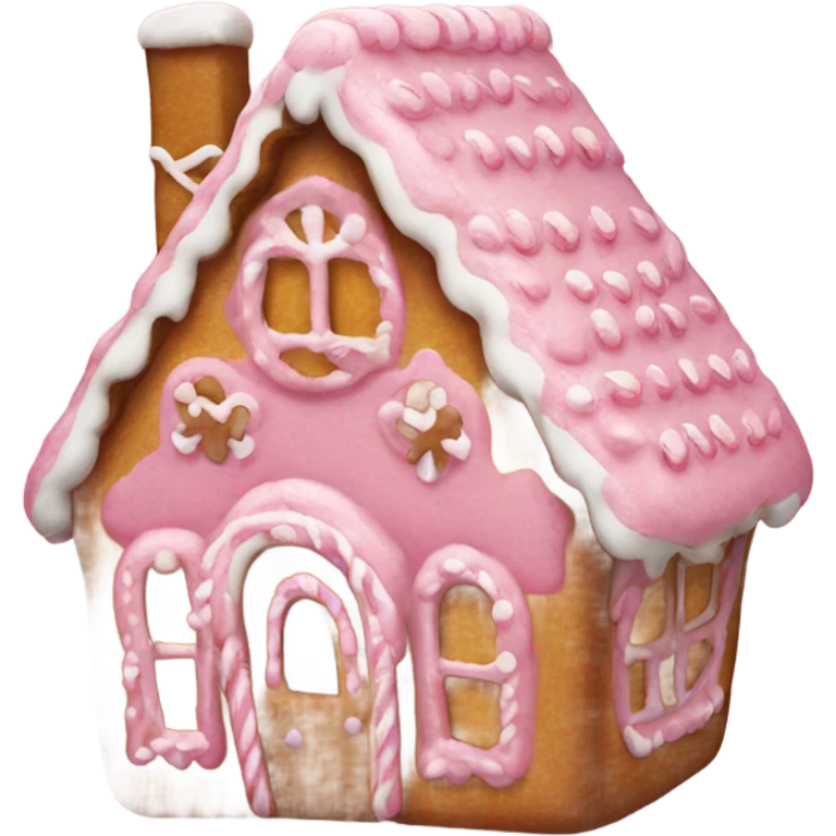 A pink gingerbread house emoji