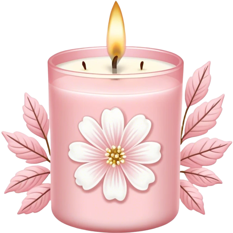 Light pink bath and body works with white floral design   candleLight pink bath and body works with  line art candle emoji