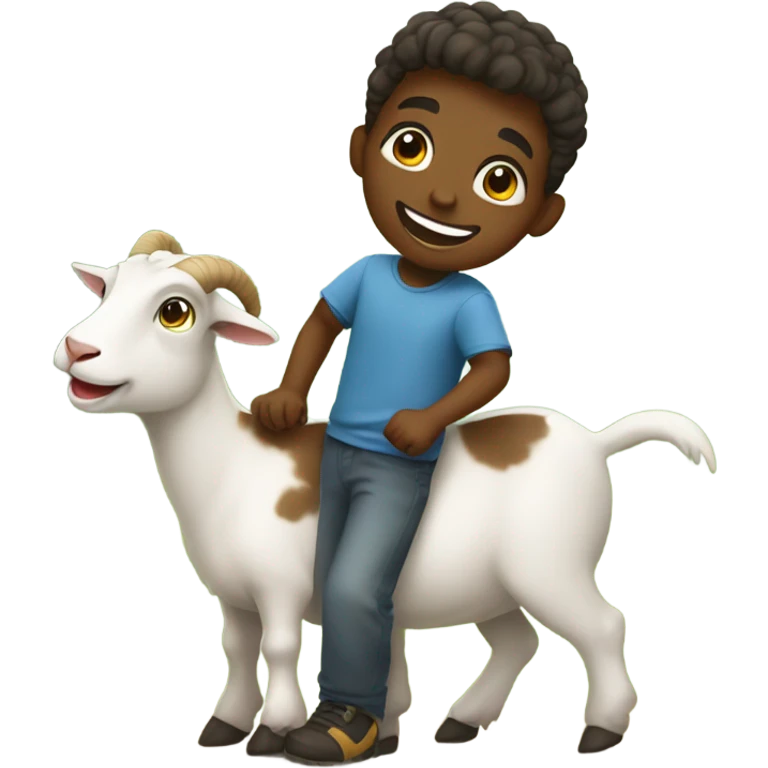 boy with goat outdoors emoji