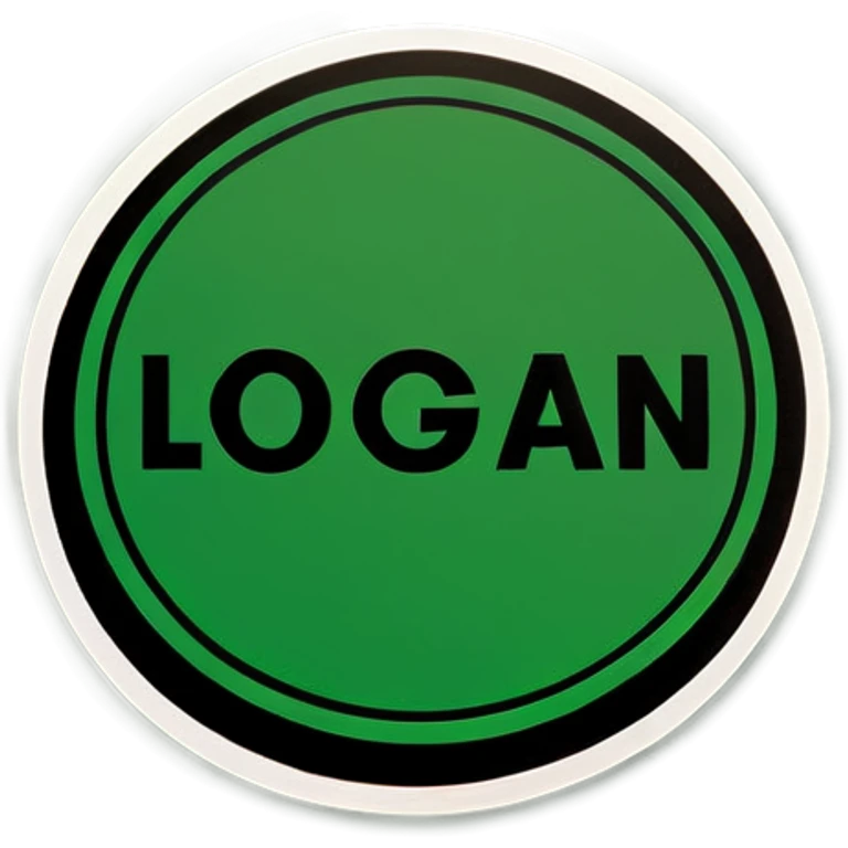 Green coin that says the word “Logan” emoji