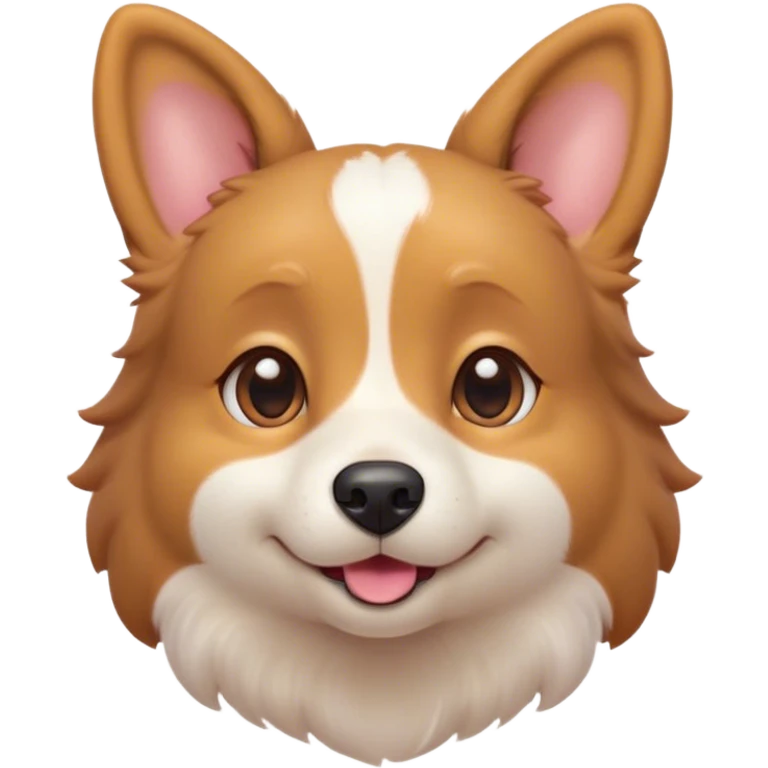 Cinematic Cute Domestic Dog Portrait Emoji, Head tilted playfully and inquisitively, with a delightfully fluffy, friendly build and a characteristically charming face featuring a soft snout and perky ears, accentuated by a glossy coat and round, sparkling eyes full of mischief, Simplified yet irresistibly adorable features, highly detailed, glowing with a warm, friendly glow, high shine, affectionate and lively, stylized with a touch of whimsical cuteness, soft glowing outline, capturing the essence of a mischievous yet loving dog that feels like it could bound out of the screen into your arms! emoji