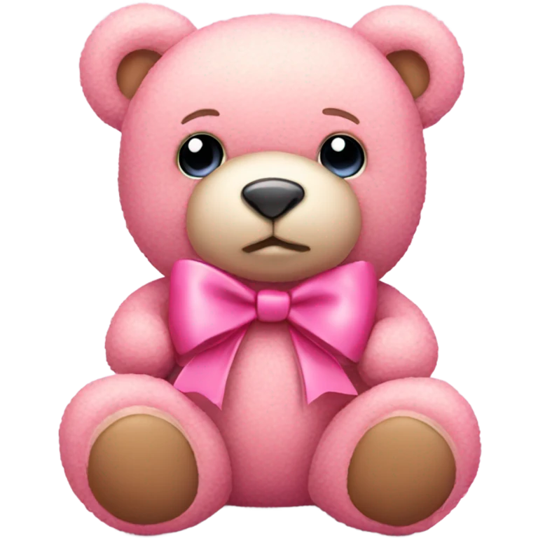 Pink teddy bear with bow emoji