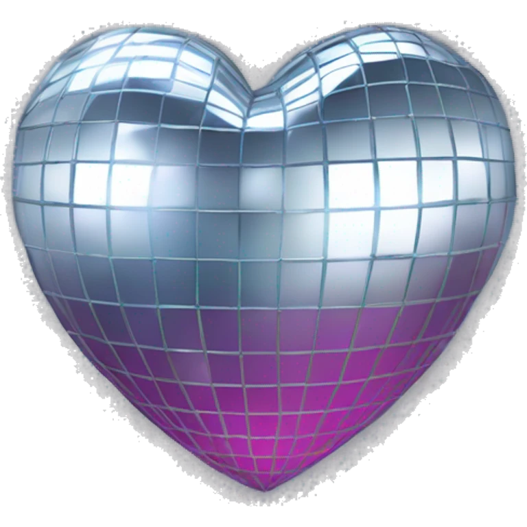 mirrorball in the shape of a heart emoji
