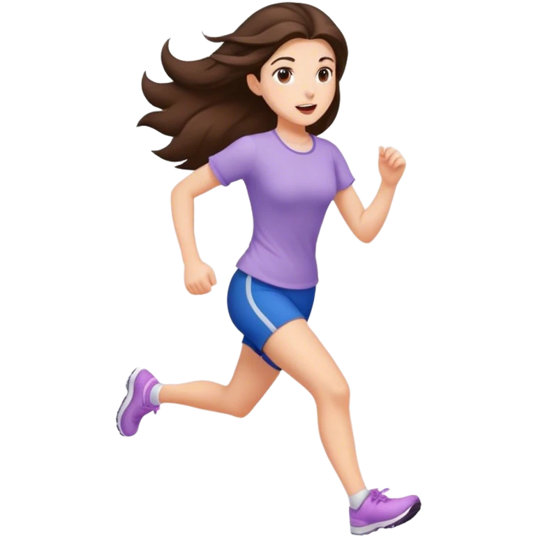 Brunette girl with pretty hair running emoji