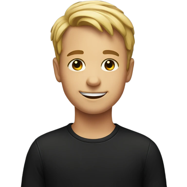 smiling boy in black shirt emoji