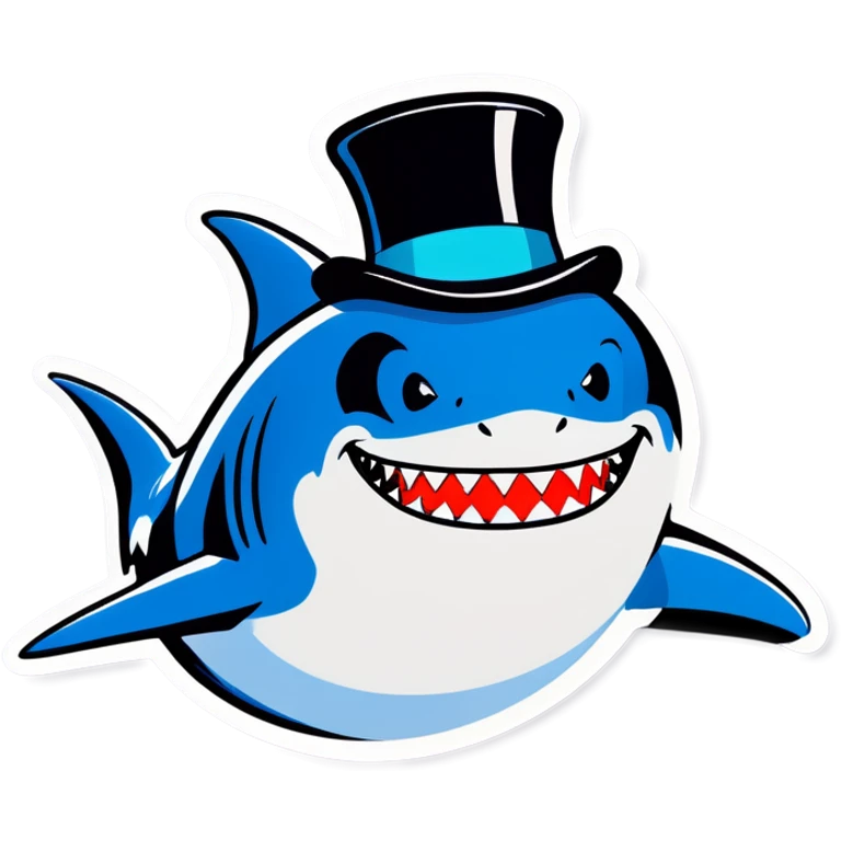 Shark with a top hat emoji