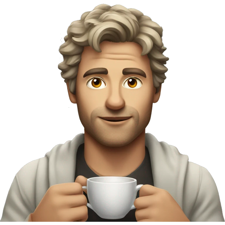 cool solo portrait of male drinking tea emoji