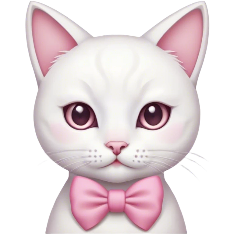 White cat with a pink bow on its head  emoji
