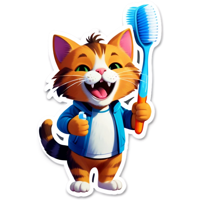 A cat that is brushing the teeth emoji