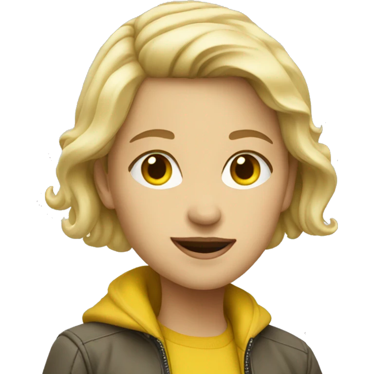 Light blonde girl in yellow jacket  emoji