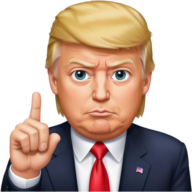 Donald Trump shows one finger photorealistic hyperrealistic emoji