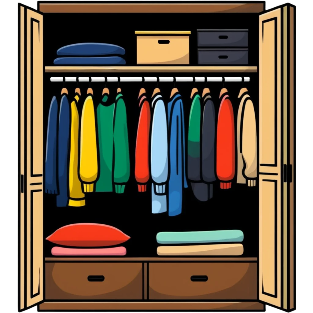 wardrobe closet with clothes emoji