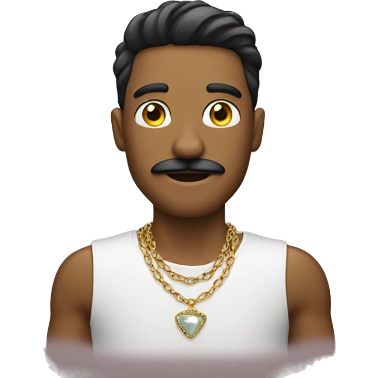 male with jewelry indoors with mustache  emoji